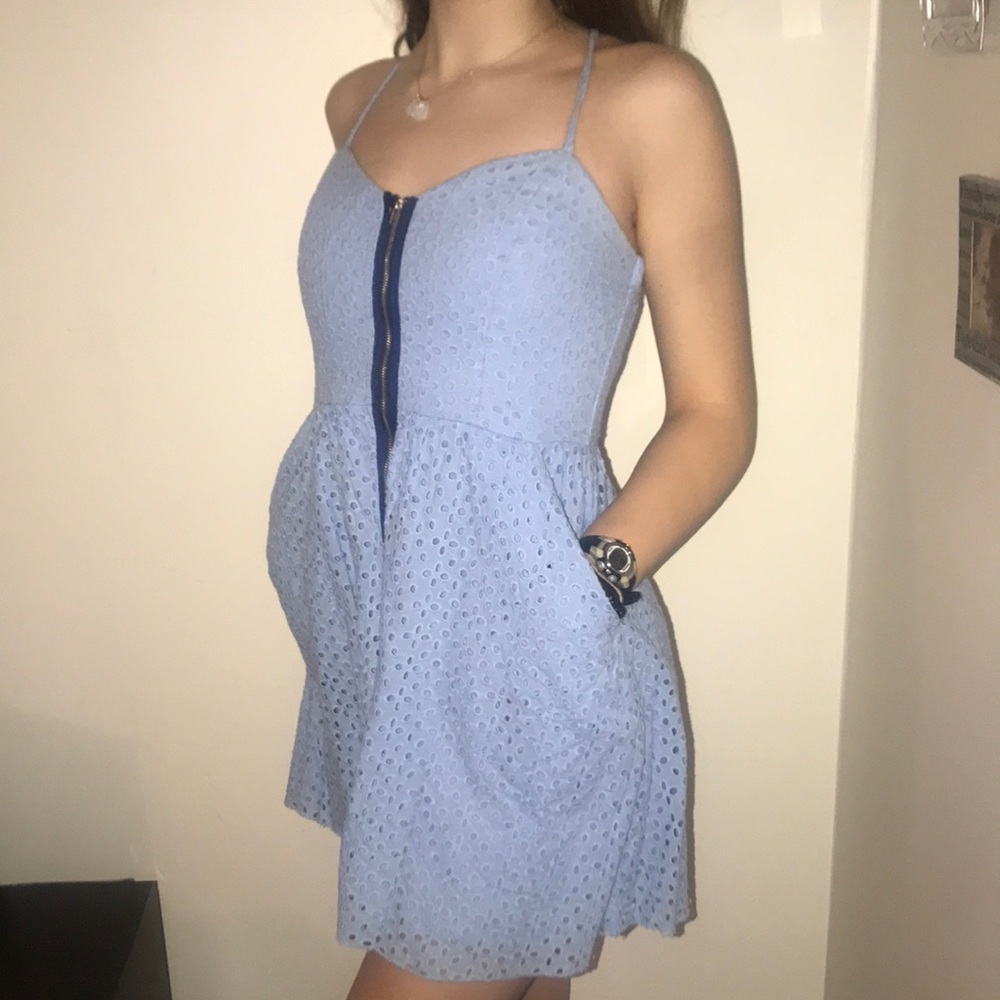Baby blue mini dress with zipper